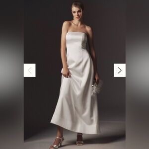 Anthropologie White Strapless Evening Bridal Gown